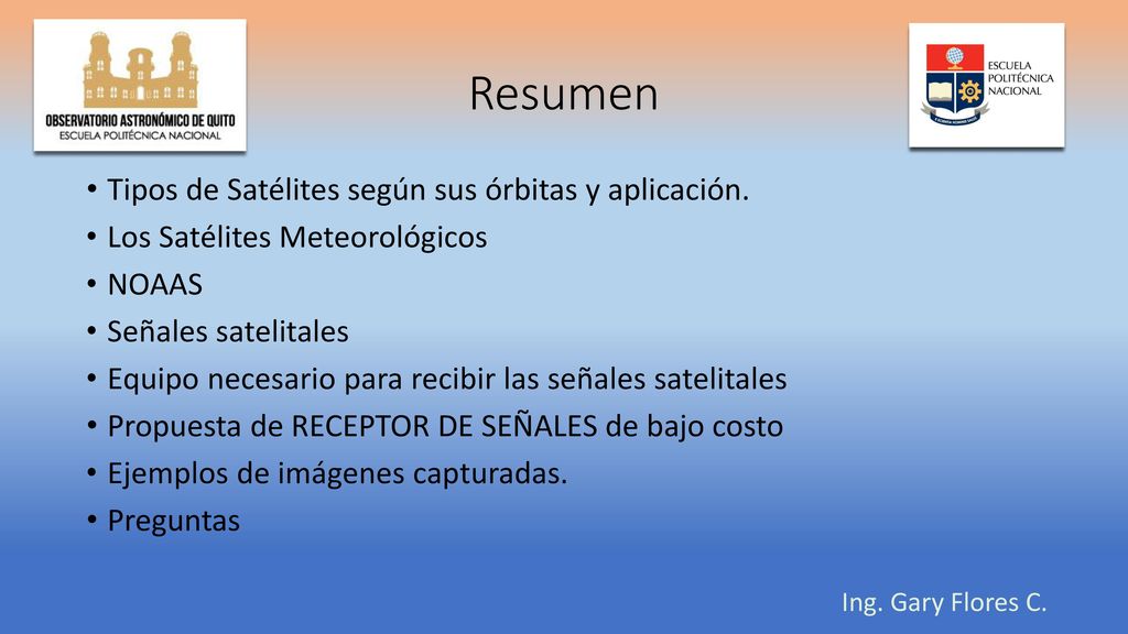 Resumen Tipos de Satélites según sus órbitas y aplicación.