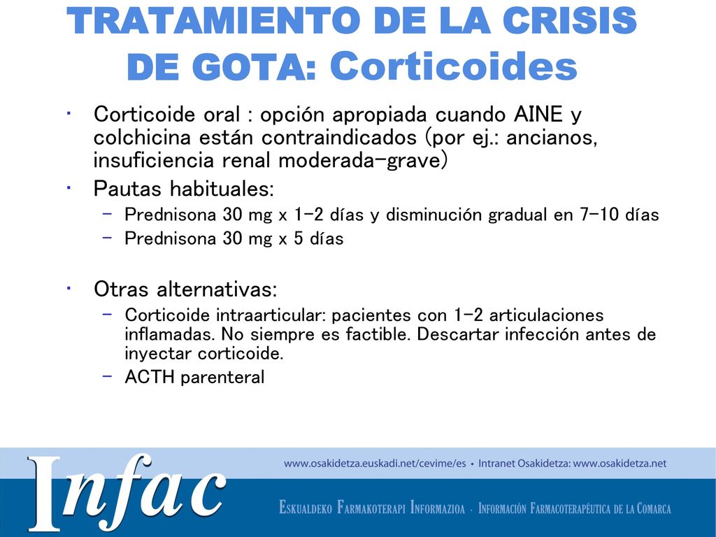 TRATAMIENTO DE LA CRISIS DE GOTA: Corticoides