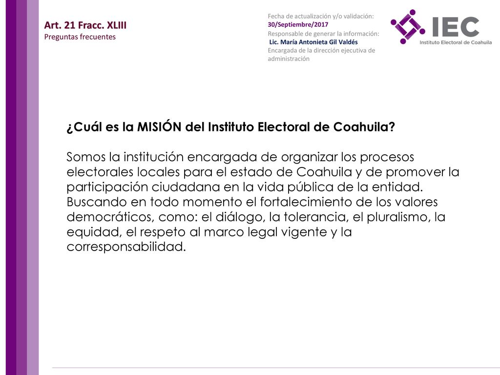 ¿Cuál es la MISIÓN del Instituto Electoral de Coahuila