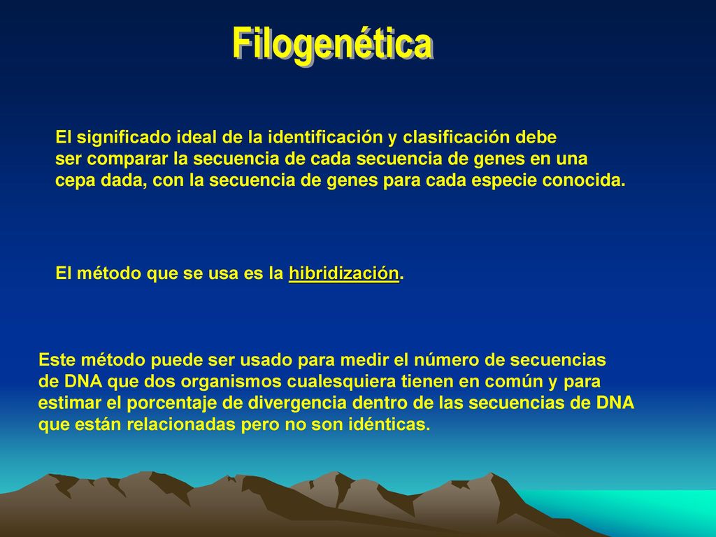 Filogenética El significado ideal de la identificación y clasificación debe. ser comparar la secuencia de cada secuencia de genes en una.