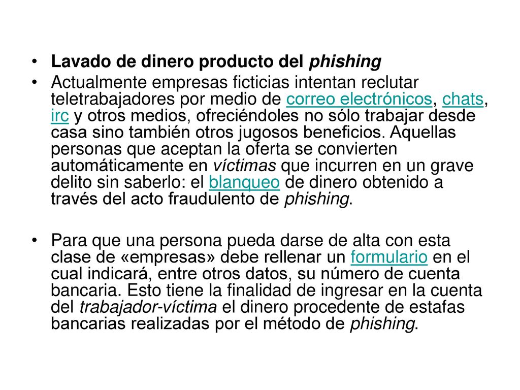 Lavado de dinero producto del phishing