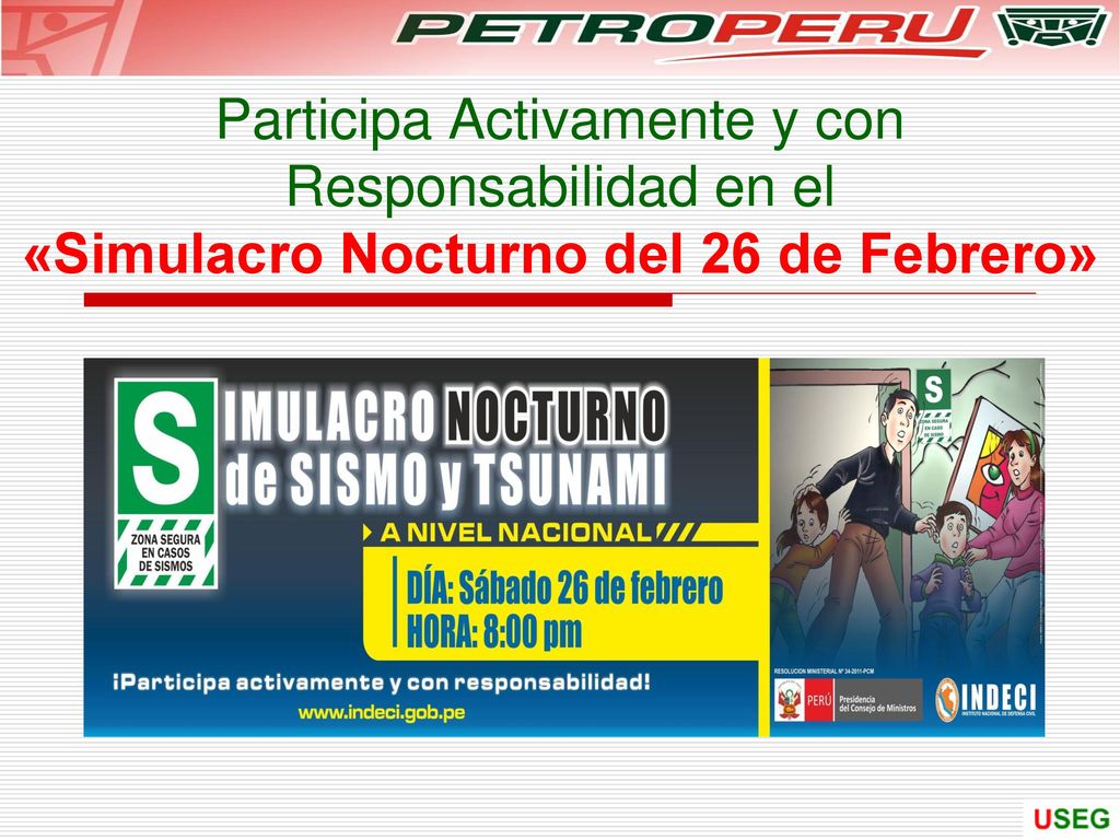 Participa Activamente y con Responsabilidad en el «Simulacro Nocturno del 26 de Febrero»