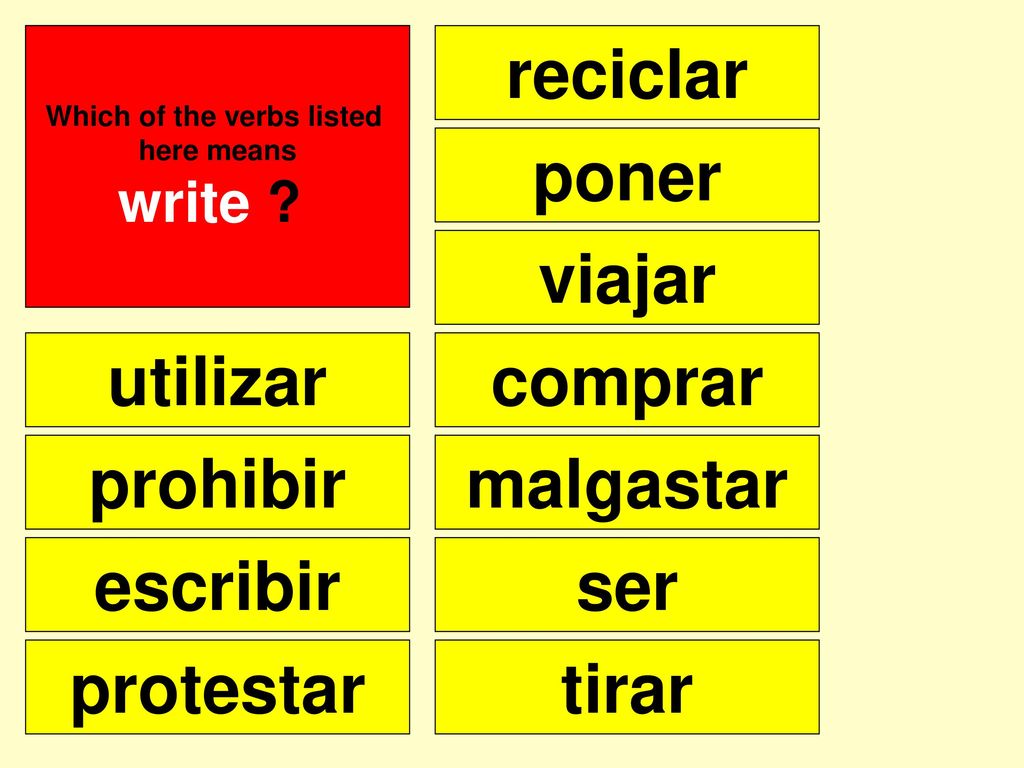 Which of the verbs listed