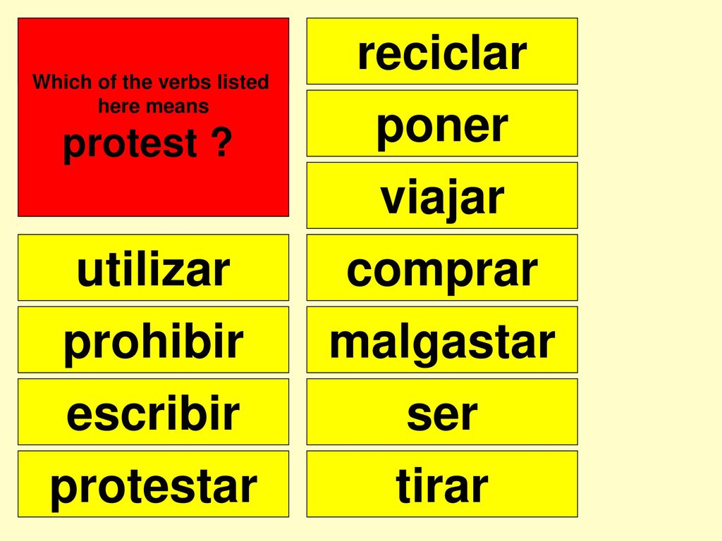 Which of the verbs listed