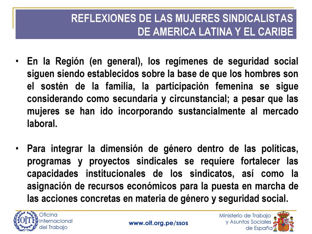 REFLEXIONES DE LAS MUJERES SINDICALISTAS DE AMERICA LATINA Y EL CARIBE