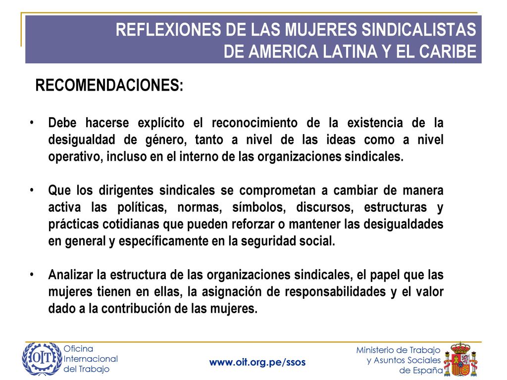 REFLEXIONES DE LAS MUJERES SINDICALISTAS DE AMERICA LATINA Y EL CARIBE