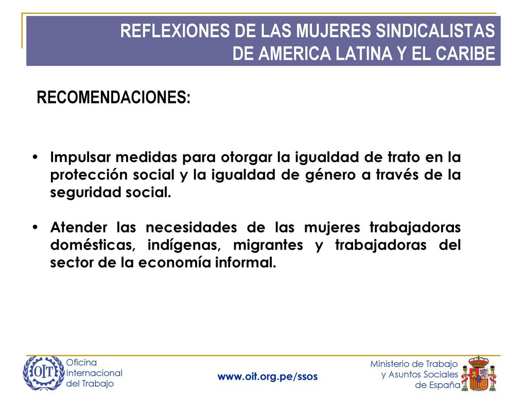 REFLEXIONES DE LAS MUJERES SINDICALISTAS DE AMERICA LATINA Y EL CARIBE