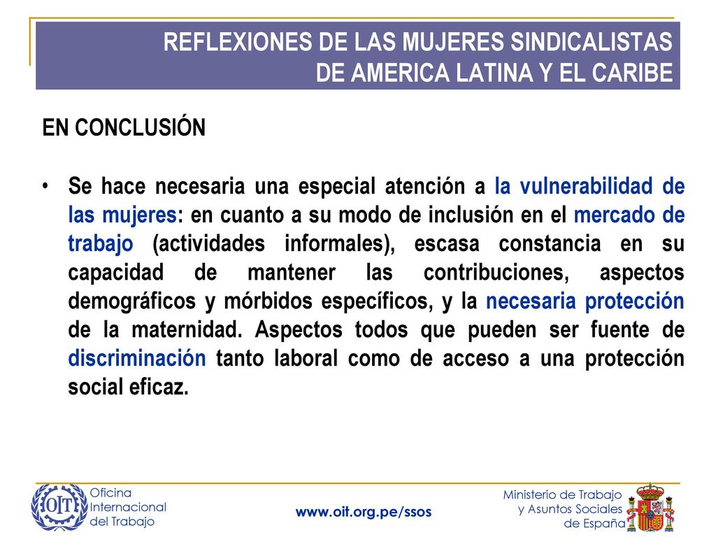 REFLEXIONES DE LAS MUJERES SINDICALISTAS DE AMERICA LATINA Y EL CARIBE