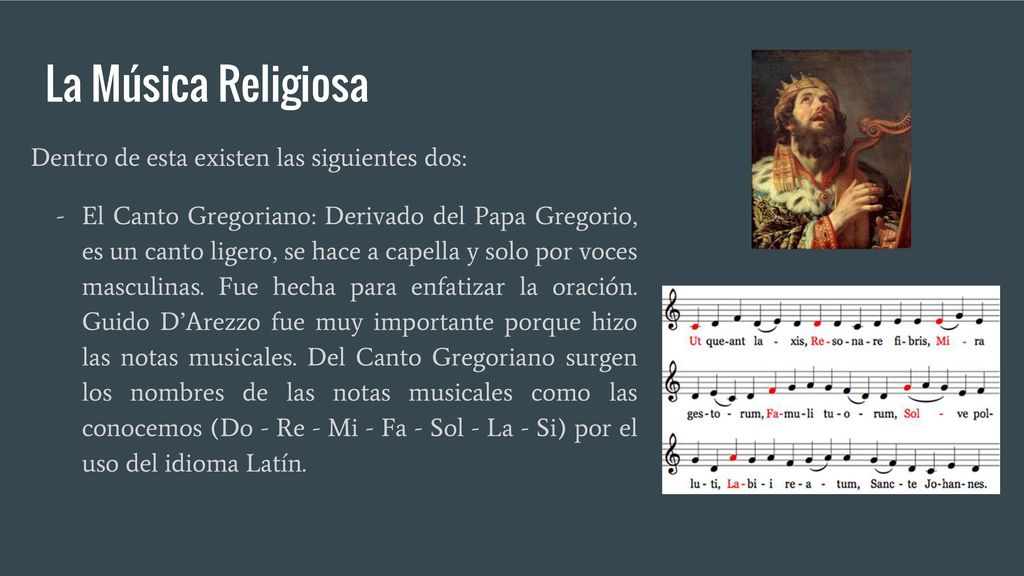 La Música Religiosa Dentro de esta existen las siguientes dos: