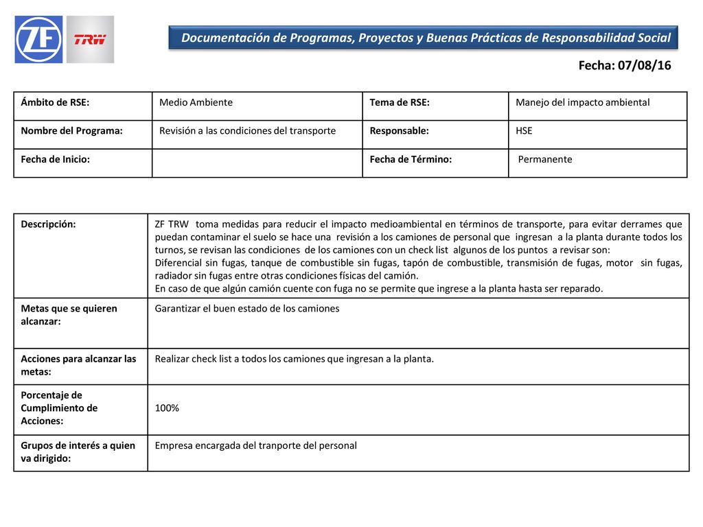 Documentación de Programas, Proyectos y Buenas Prácticas de Responsabilidad Social