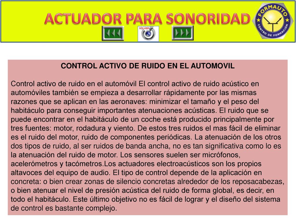 ACTUADOR PARA SONORIDAD CONTROL ACTIVO DE RUIDO EN EL AUTOMOVIL