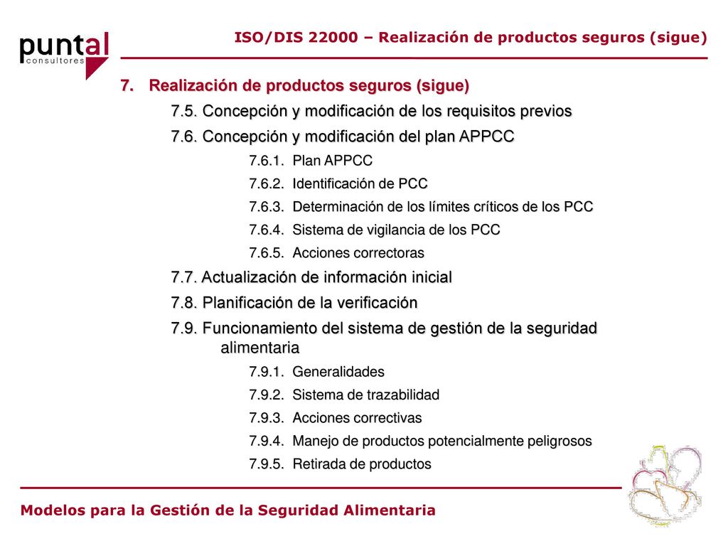 ISO/DIS – Realización de productos seguros (sigue)