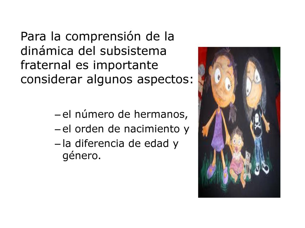 Para la comprensión de la dinámica del subsistema fraternal es importante considerar algunos aspectos: