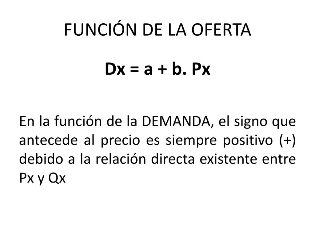 CURVA DE LA OFERTA La curva de oferta es creciente de izquierda a derecha debido a la relación directa existente entre el Px y Qx.