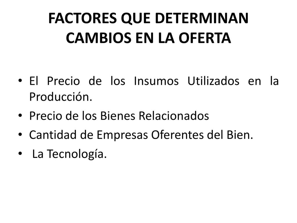 LEY DE LA OFERTA Si los otros factores permanecen constantes, la cantidad ofrecida de una mercancía varia en relación directa de su precio.