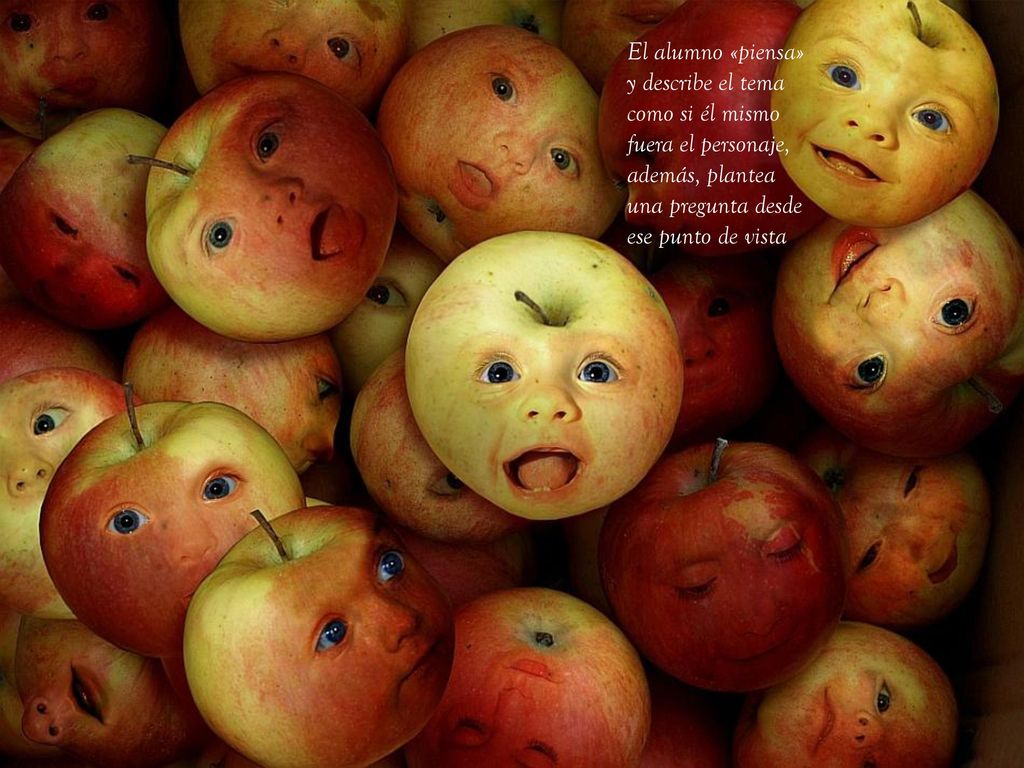 El alumno «piensa» y describe el tema como si él mismo fuera el personaje, además, plantea una pregunta desde ese punto de vista