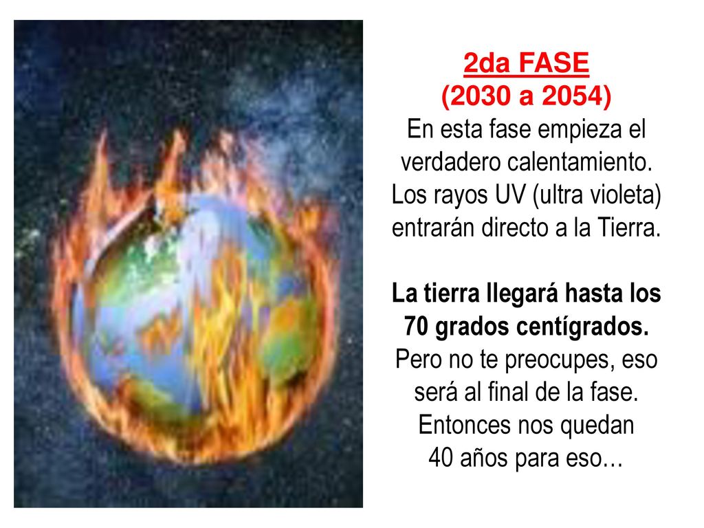 2da FASE (2030 a 2054) En esta fase empieza el verdadero calentamiento
