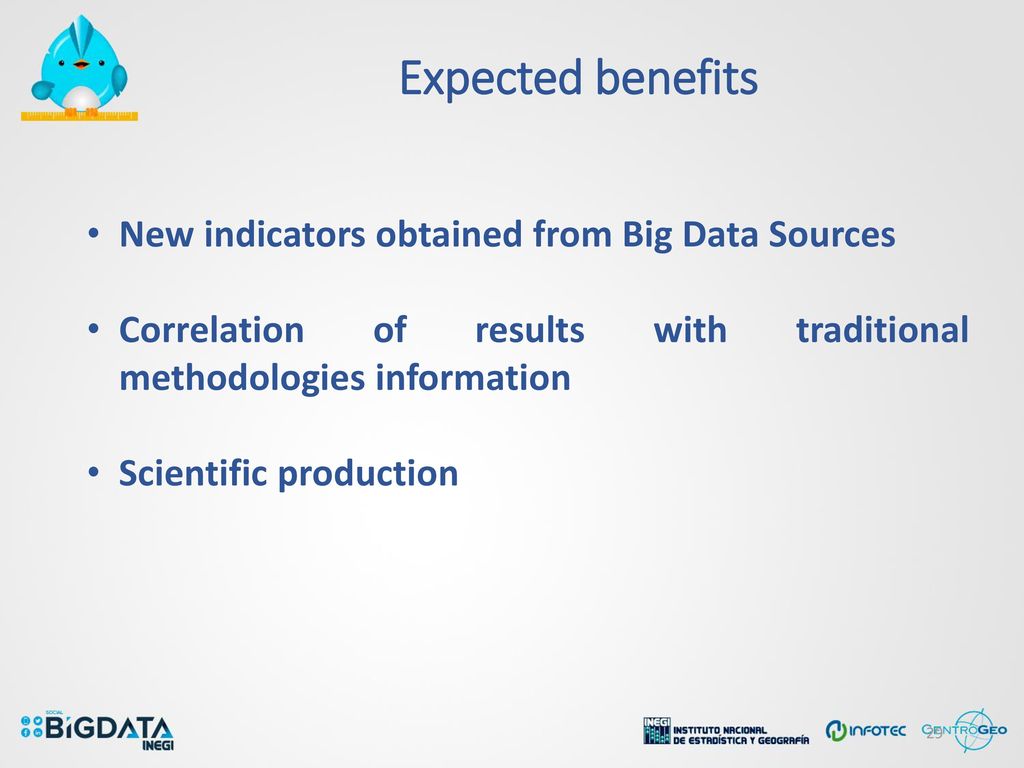 Expected benefits New indicators obtained from Big Data Sources