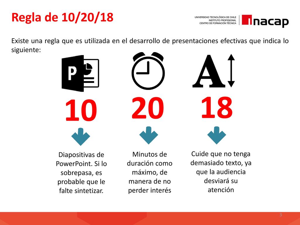 Minutos de duración como máximo, de manera de no perder interés