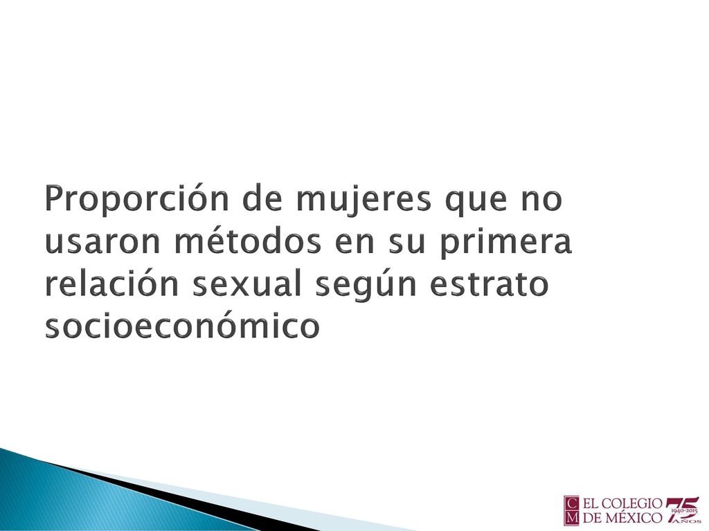 Proporción de mujeres que no usaron métodos en su primera relación sexual según estrato socioeconómico