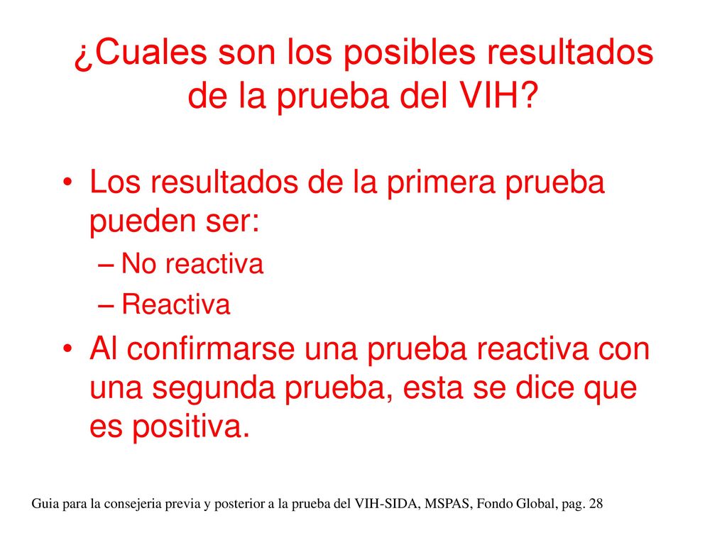 ¿Cuales son los posibles resultados de la prueba del VIH