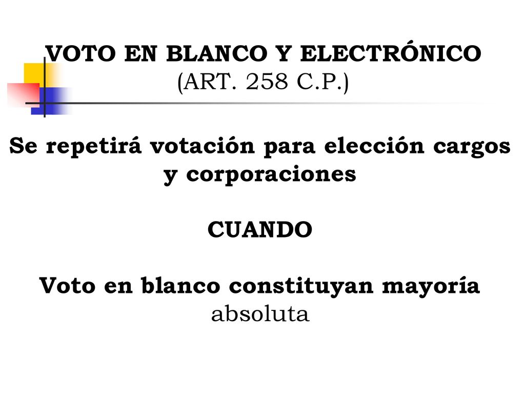 VOTO EN BLANCO Y ELECTRÓNICO Se repetirá votación para elección cargos