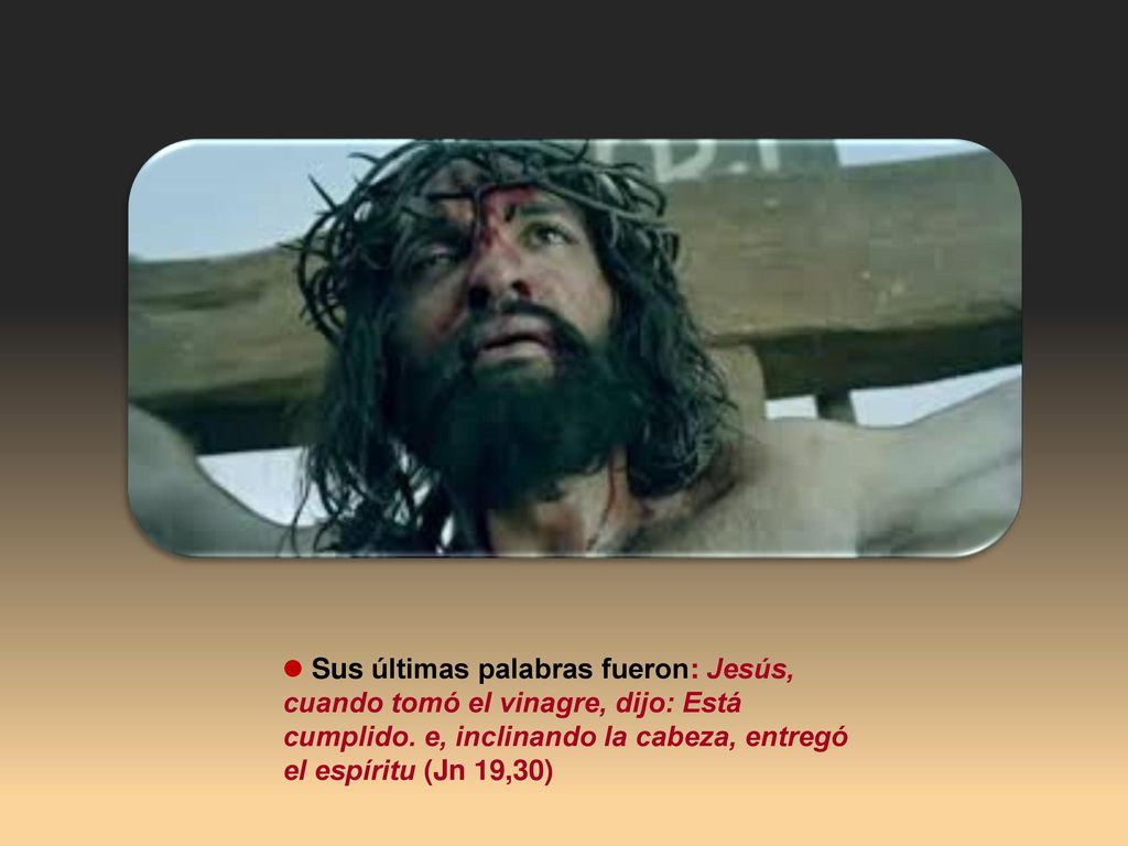  Sus últimas palabras fueron: Jesús, cuando tomó el vinagre, dijo: Está cumplido.
