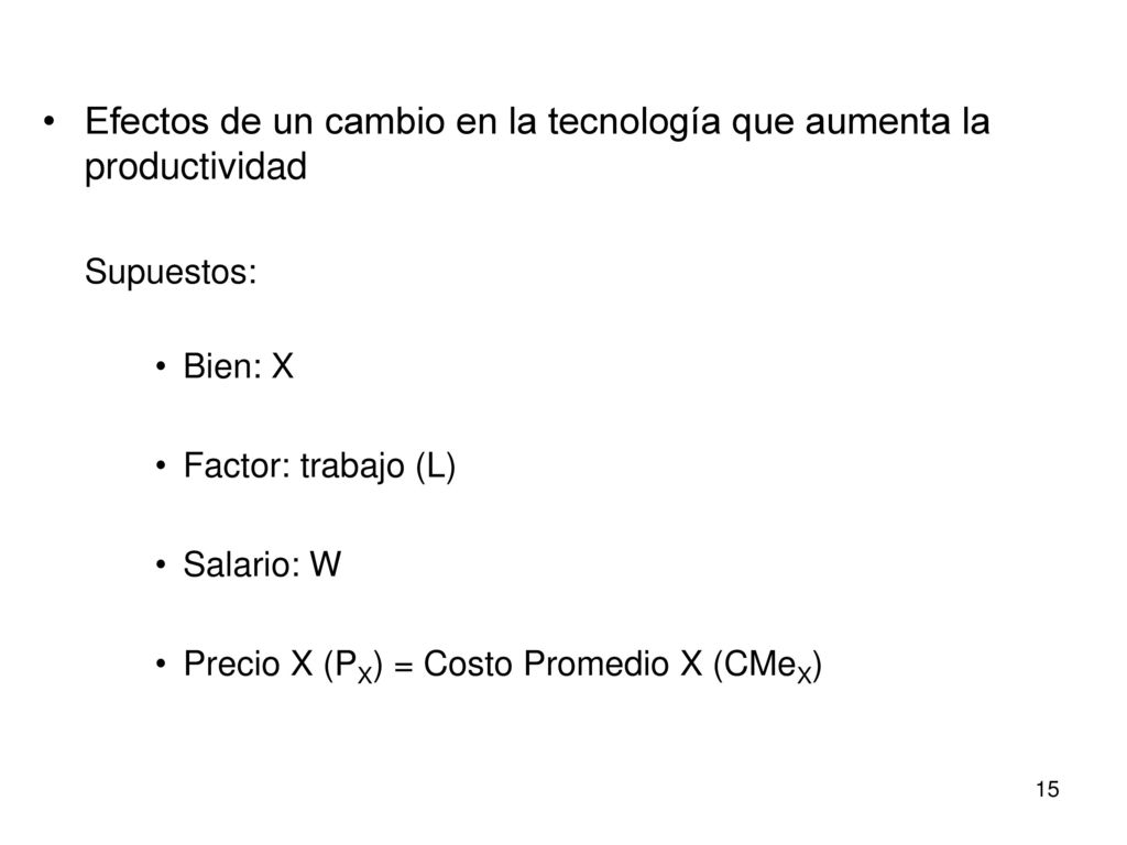 Efectos de un cambio en la tecnología que aumenta la productividad
