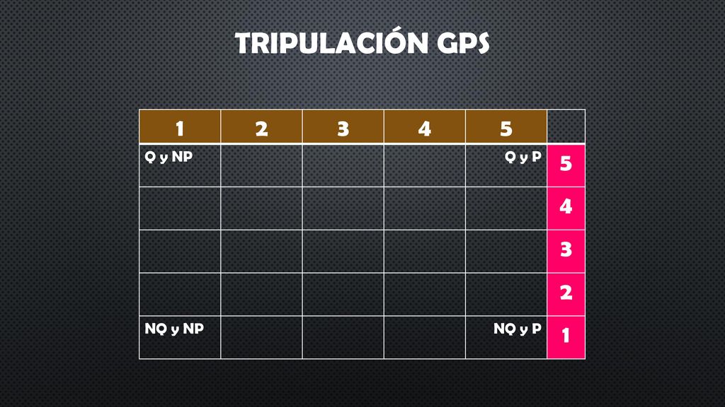 TRIPULACIÓN GPS Q y NP Q y P NQ y NP NQ y P