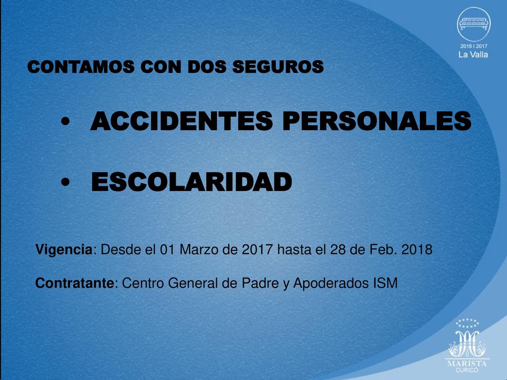 ACCIDENTES PERSONALES ESCOLARIDAD