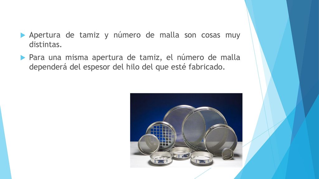 Apertura de tamiz y número de malla son cosas muy distintas.
