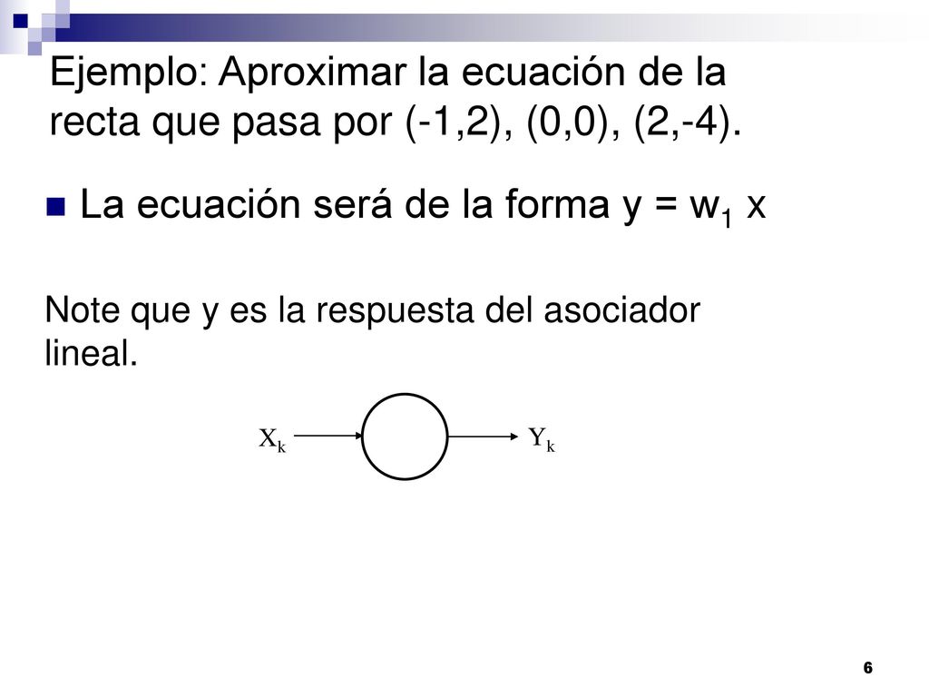 La ecuación será de la forma y = w1 x