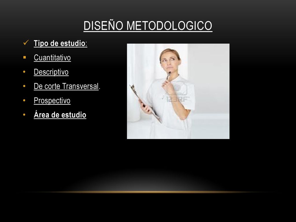 DISEÑO METODOLOGICO Tipo de estudio: Cuantitativo Descriptivo
