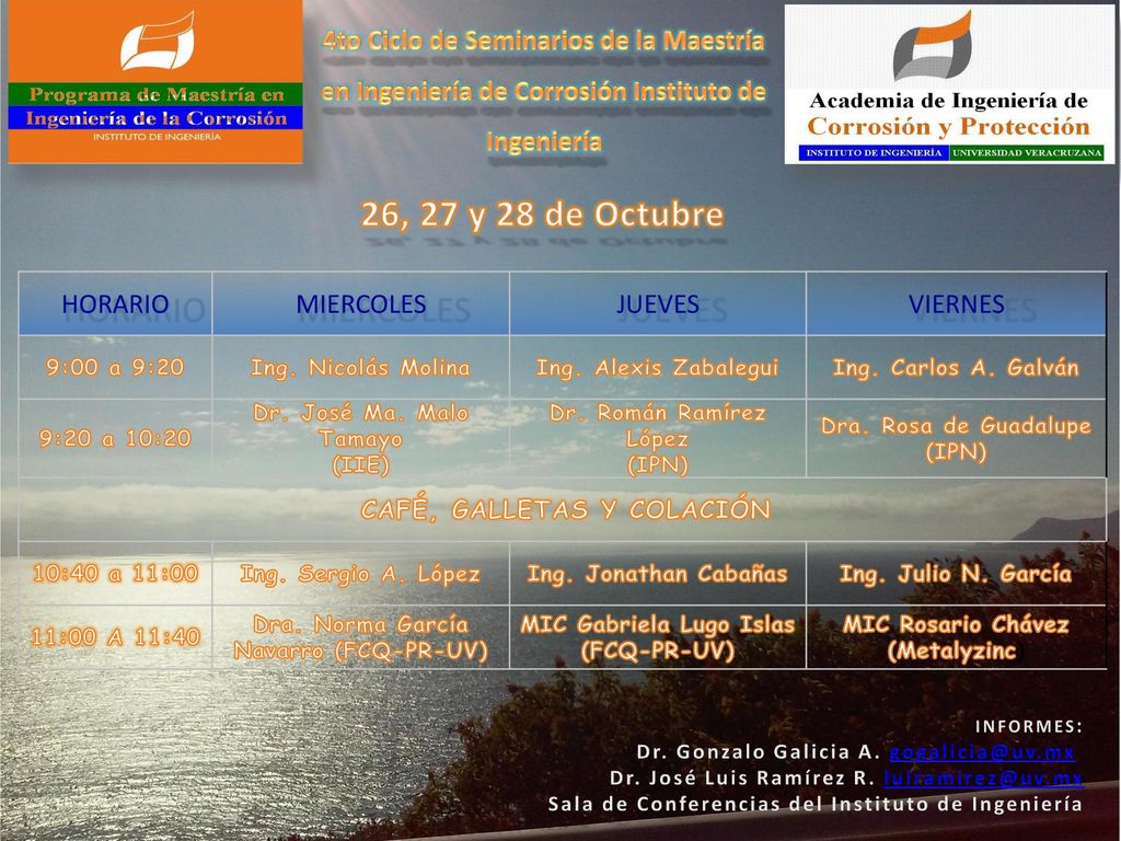 4to Ciclo de Seminarios de la Maestría en Ingeniería de Corrosión Instituto de Ingeniería