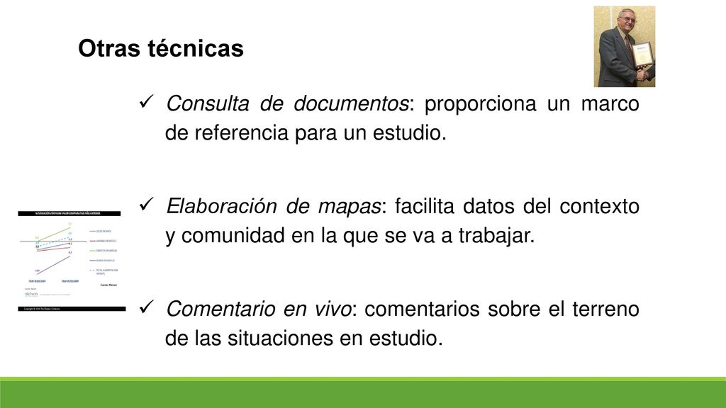 Otras técnicas Consulta de documentos: proporciona un marco de referencia para un estudio.