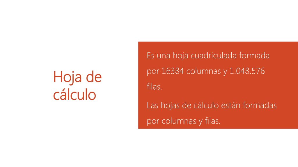 Es una hoja cuadriculada formada por columnas y filas.