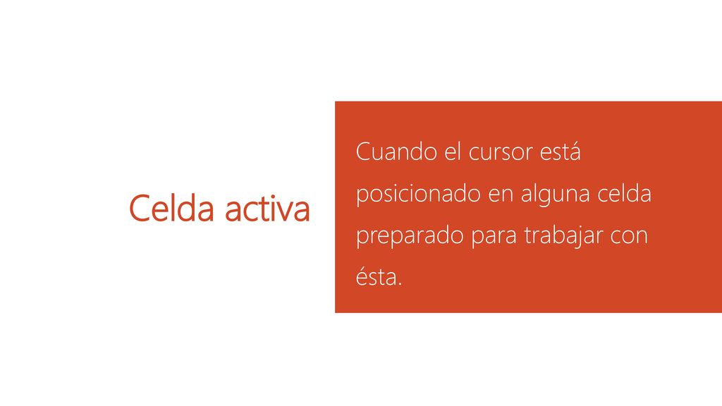 Cuando el cursor está posicionado en alguna celda preparado para trabajar con ésta.