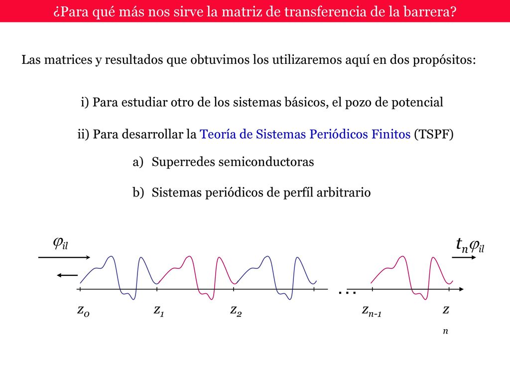 ¿Para qué más nos sirve la matriz de transferencia de la barrera