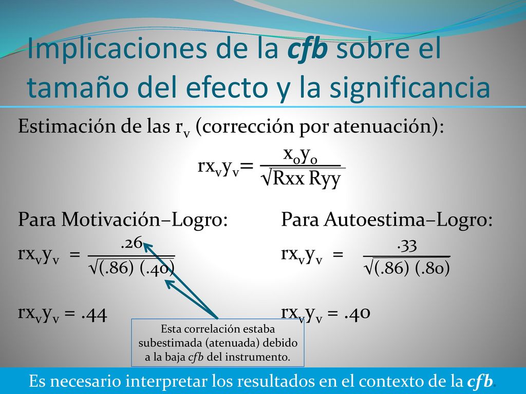 Implicaciones de la cfb sobre el tamaño del efecto y la significancia