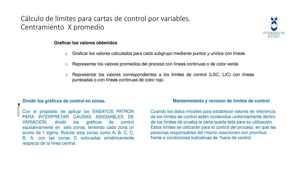 Cálculo de límites para cartas de control por variables