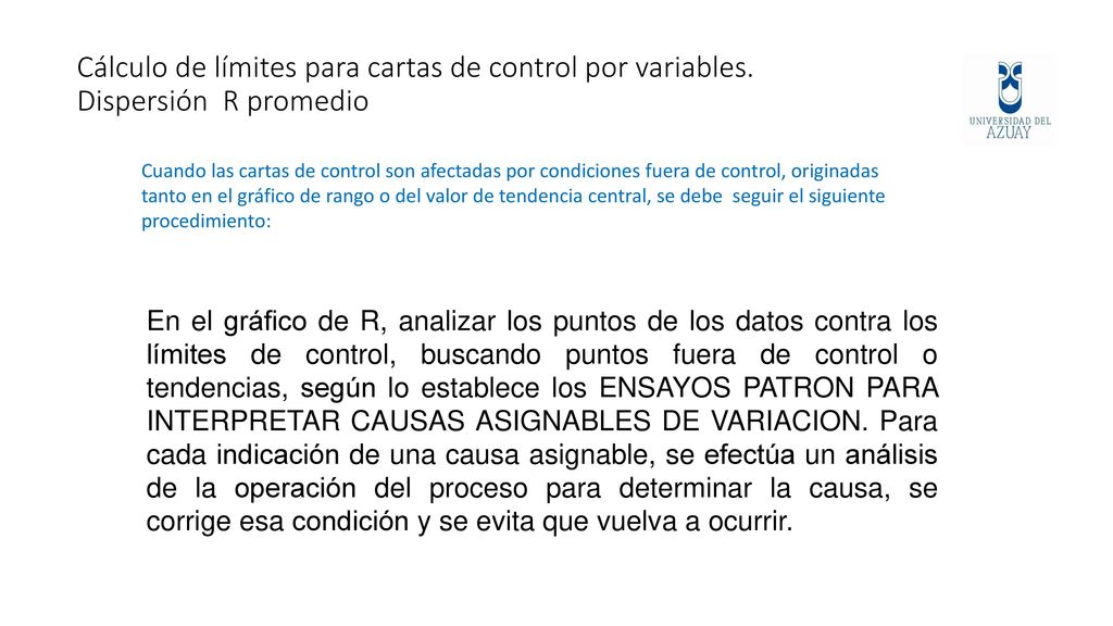 Cálculo de límites para cartas de control por variables