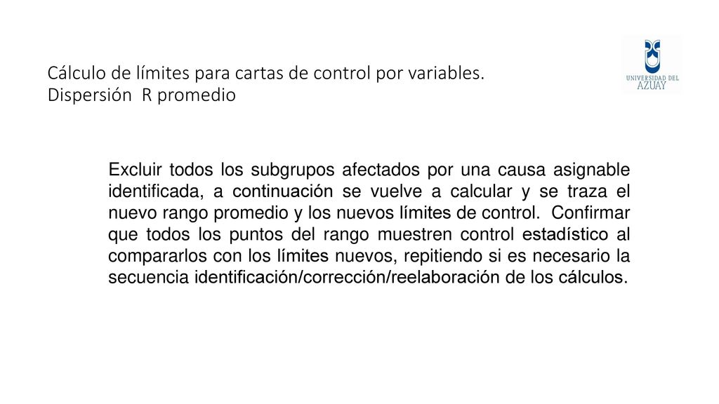 Cálculo de límites para cartas de control por variables