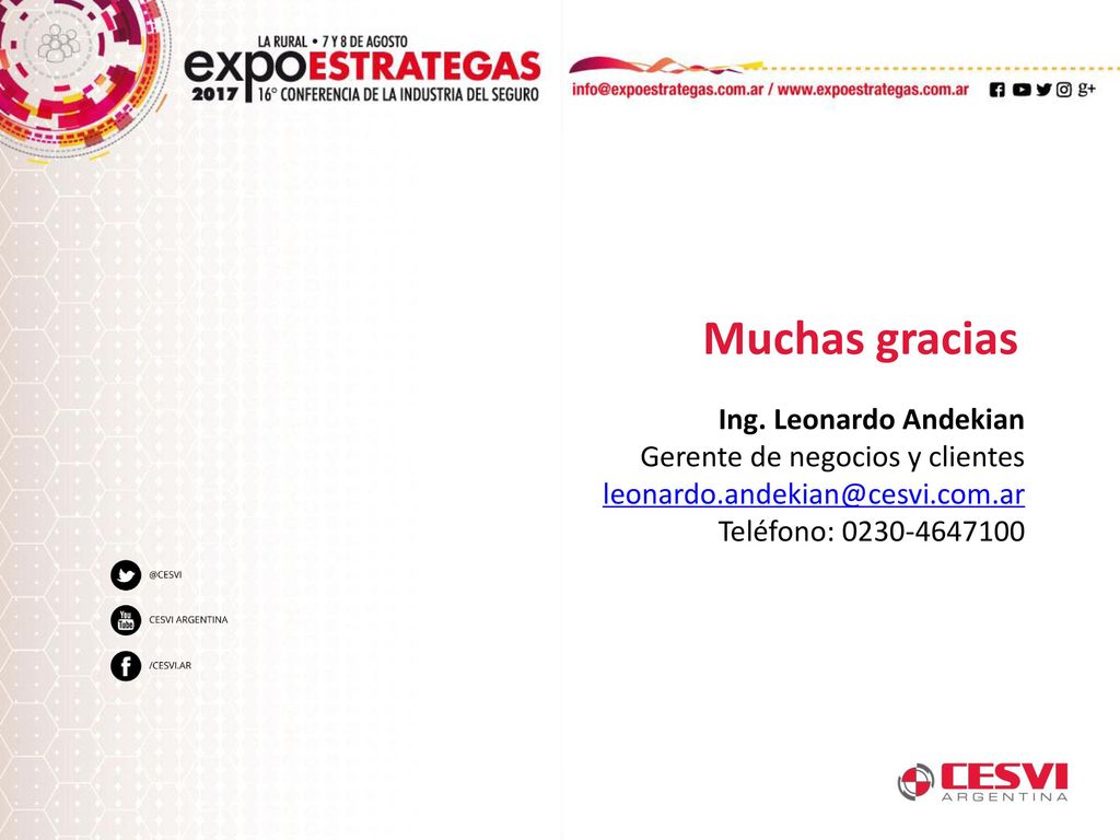 Muchas gracias Ing. Leonardo Andekian Gerente de negocios y clientes