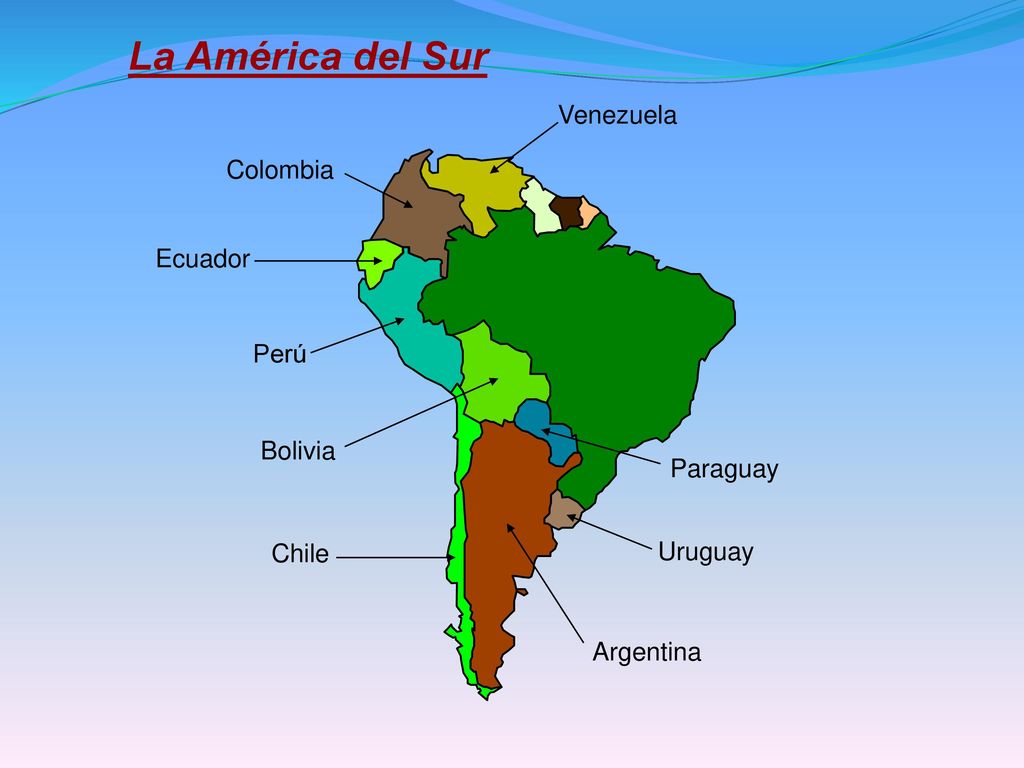 La América del Sur Venezuela Colombia Ecuador Perú Bolivia Paraguay