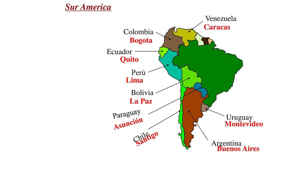 Sur America Venezuela Caracas Colombia Bogota Ecuador Quito Perú Lima