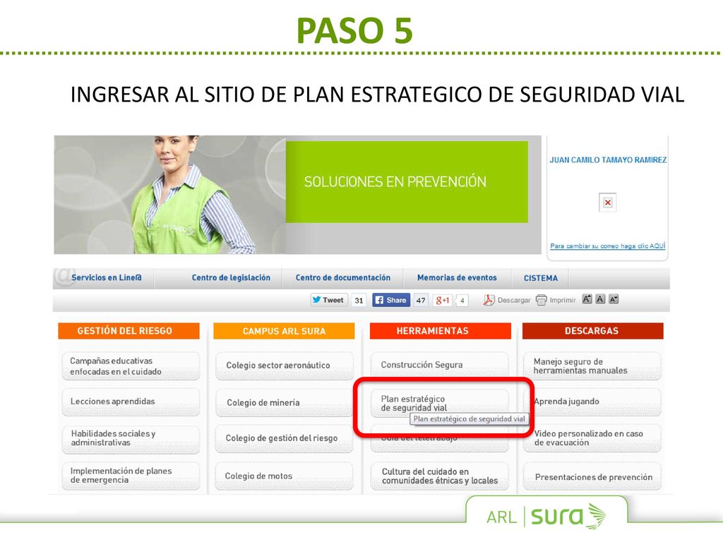 PASO 5 INGRESAR AL SITIO DE PLAN ESTRATEGICO DE SEGURIDAD VIAL