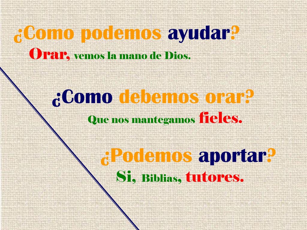¿Como podemos ayudar ¿Como debemos orar ¿Podemos aportar