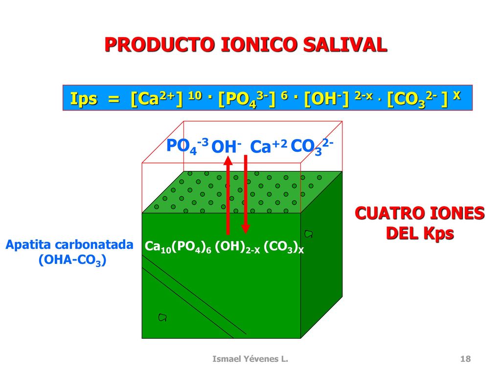 Ips = [Ca2+] 10 · [PO43-] 6 · [OH-] 2-x · [CO32- ] X