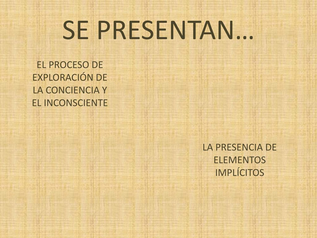 SE PRESENTAN… EL PROCESO DE EXPLORACIÓN DE LA CONCIENCIA Y EL INCONSCIENTE.