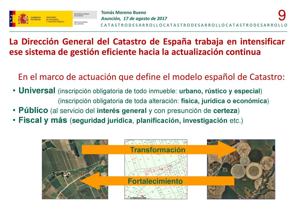 En el marco de actuación que define el modelo español de Catastro: